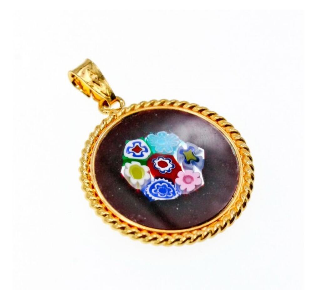 925 Sterling Silver Gold Plated Enamel Pendant